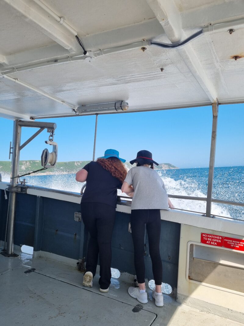 Young carers enjoying the boat trip on Lundy Divings Barbara B